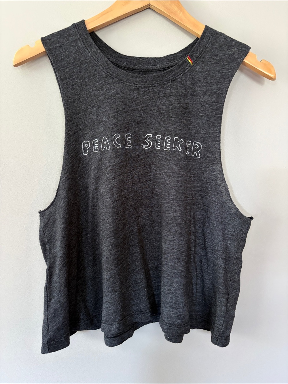 Spiritual Gangster Peace Seeker Muscle Tee Tank Top Medium Heathered Black Gray